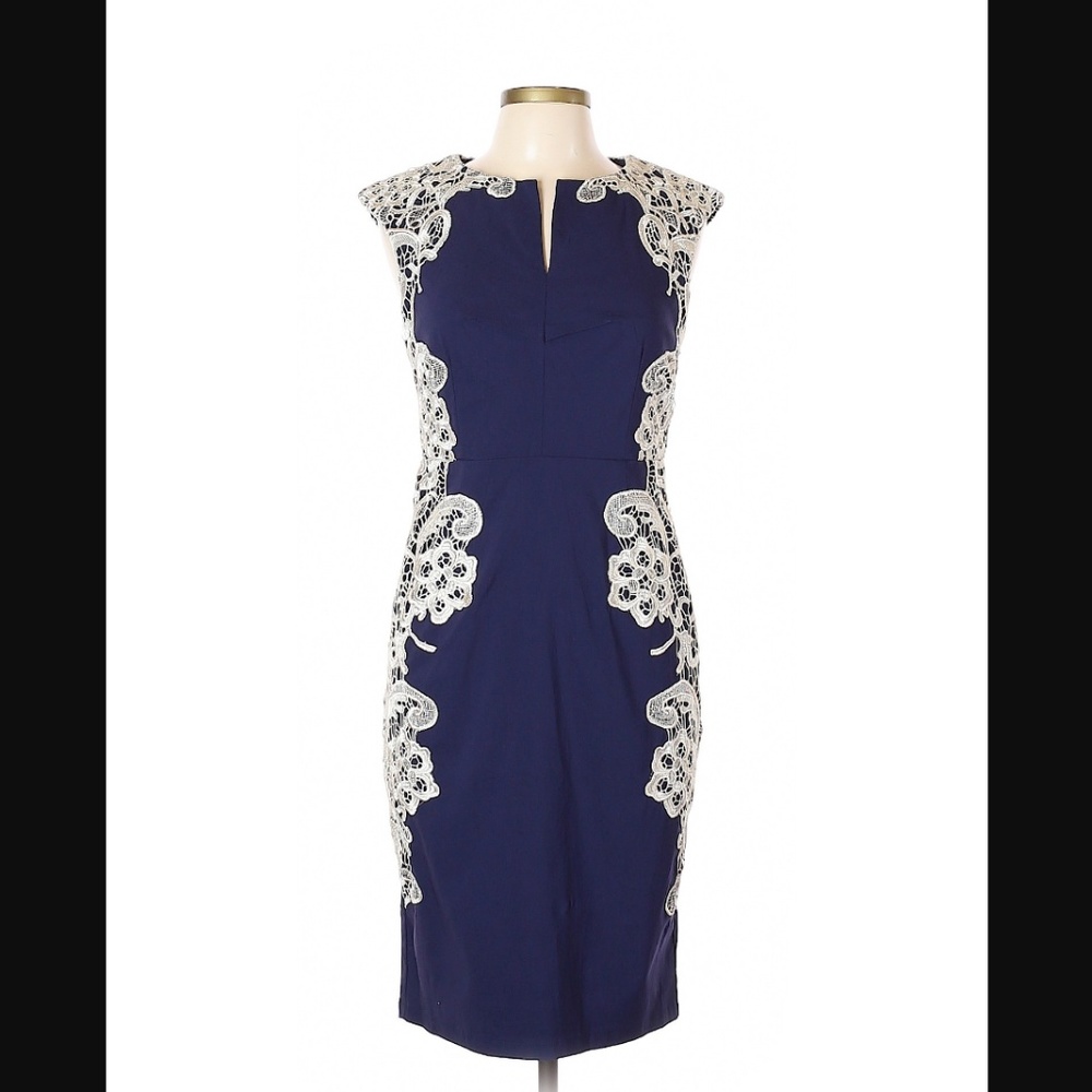 NWT Paper Dolls Navy Cocktail Dress w/ Lace Detail
